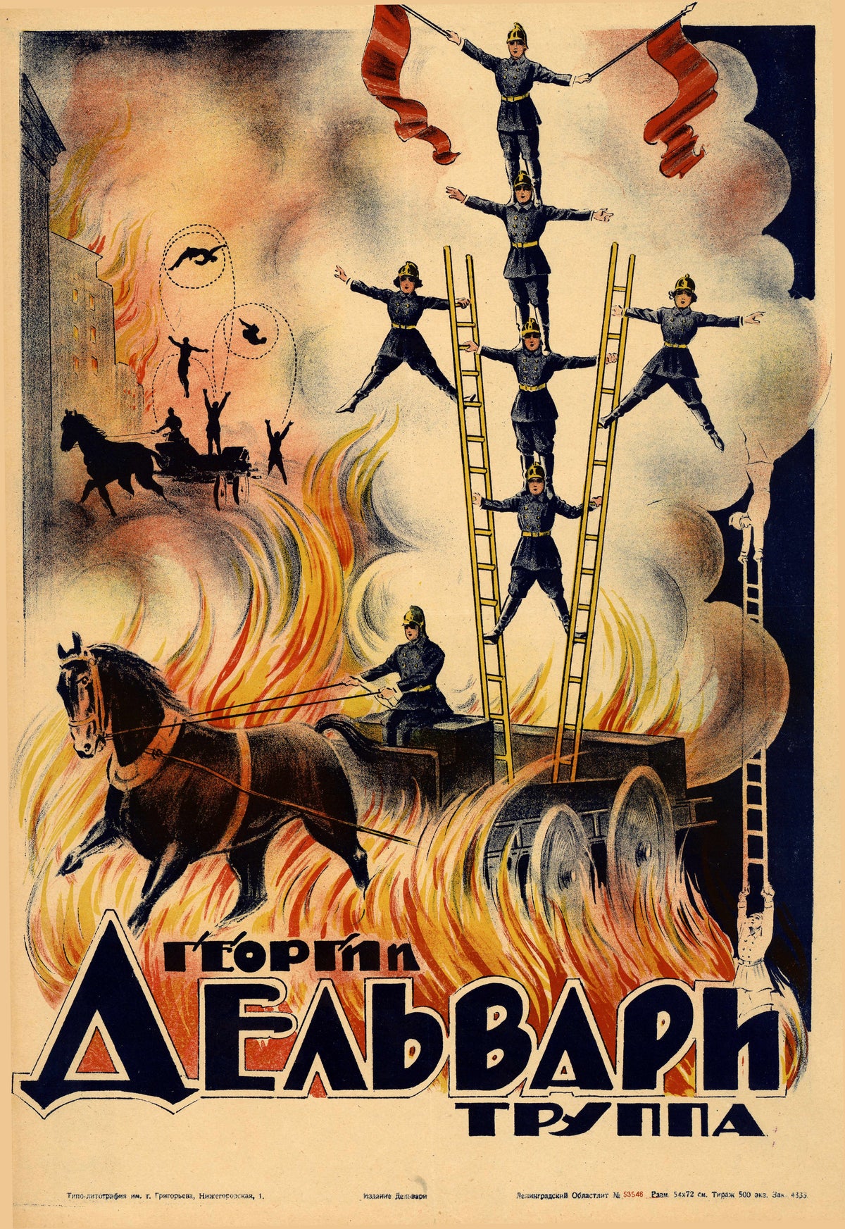 Georgy Delvari Troupe | Vintage Soviet Circus Poster Print