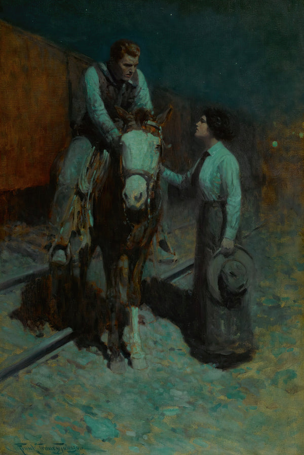 Frank Tenney Johnson — Girl and Cowboy | Western Art Print