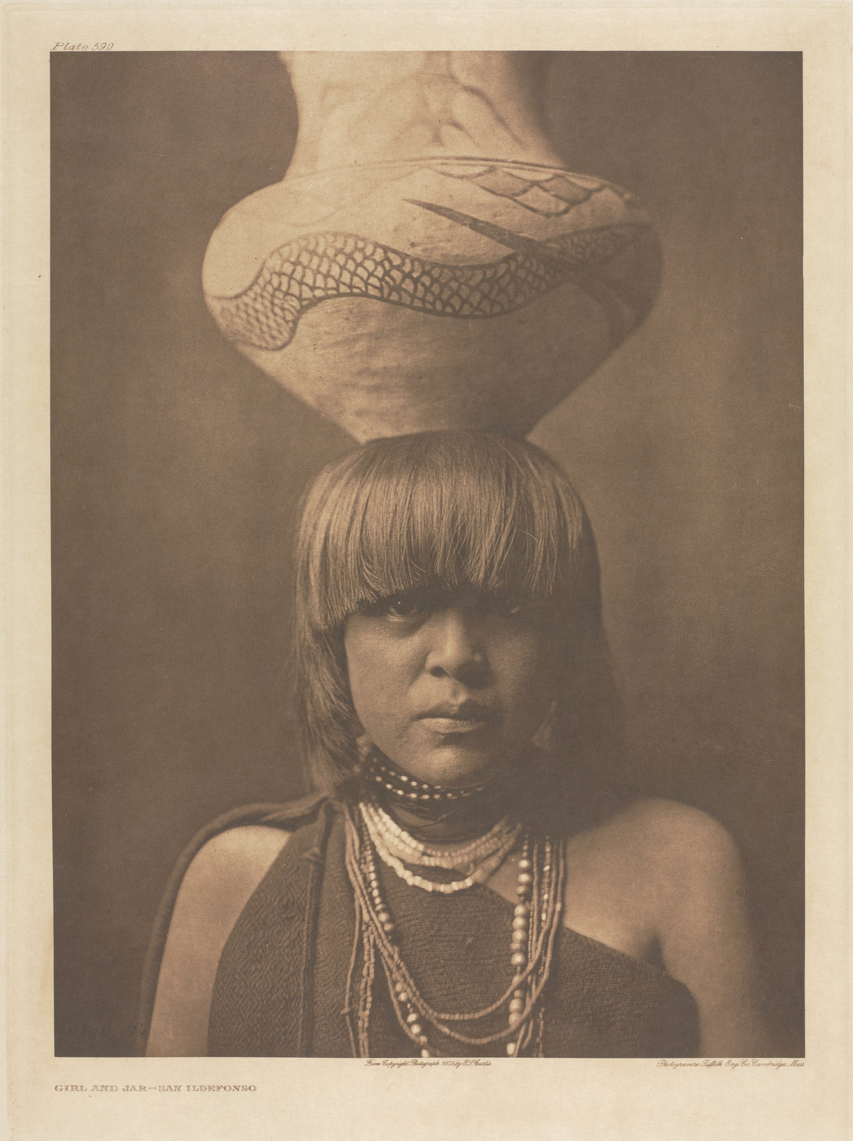 Edward S. Curtis — Girl and Jar, San Ildefonso | Vintage Photograph Print