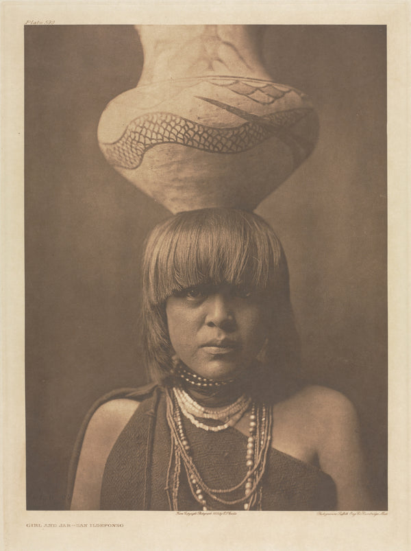 Edward S. Curtis — Girl and Jar, San Ildefonso | Vintage Photograph Print