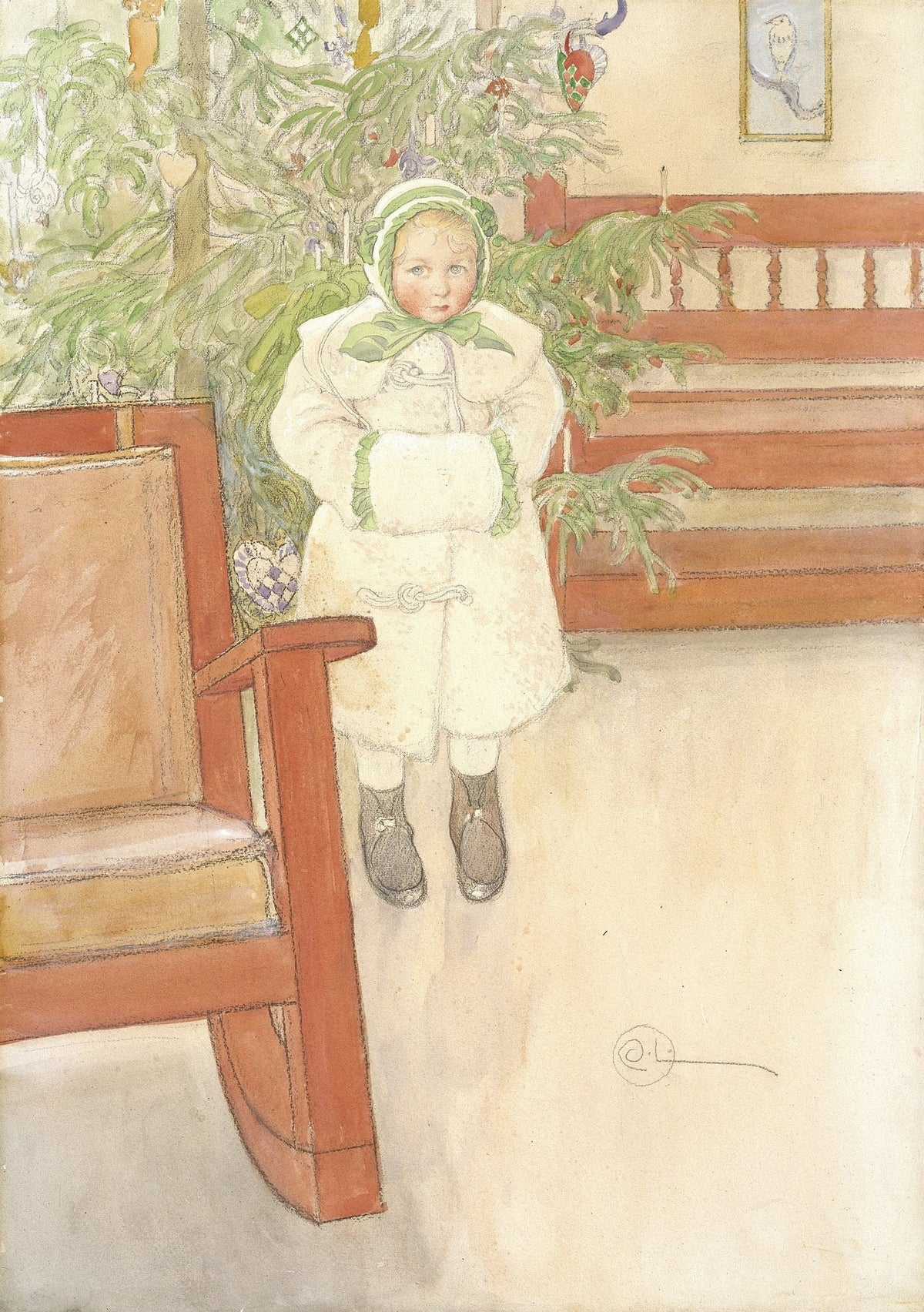 Carl Larsson — Girl and Rocking Chair | Swedish Watercolour Print