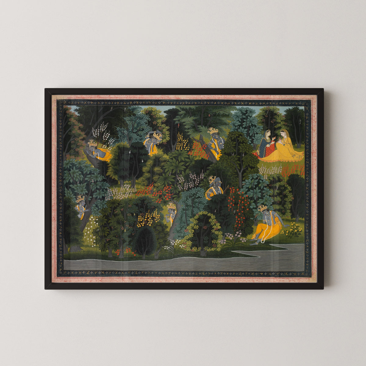 Pahari school — Gita Govinda: Krishna's Longing for Radha | Indian Miniature Painting Print