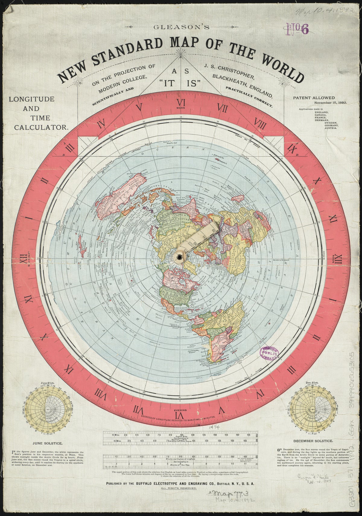 Alexander Gleason — Gleason's New Standard Map of the World | Antique World Map Print