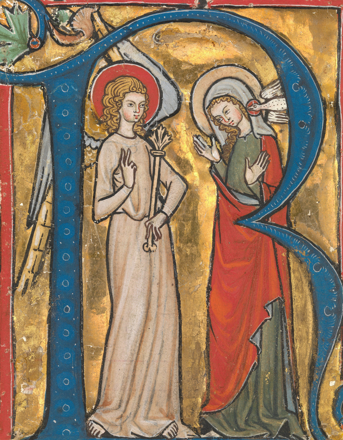Gradual: The Annunciation in an Initial R | Illuminated Initial Print