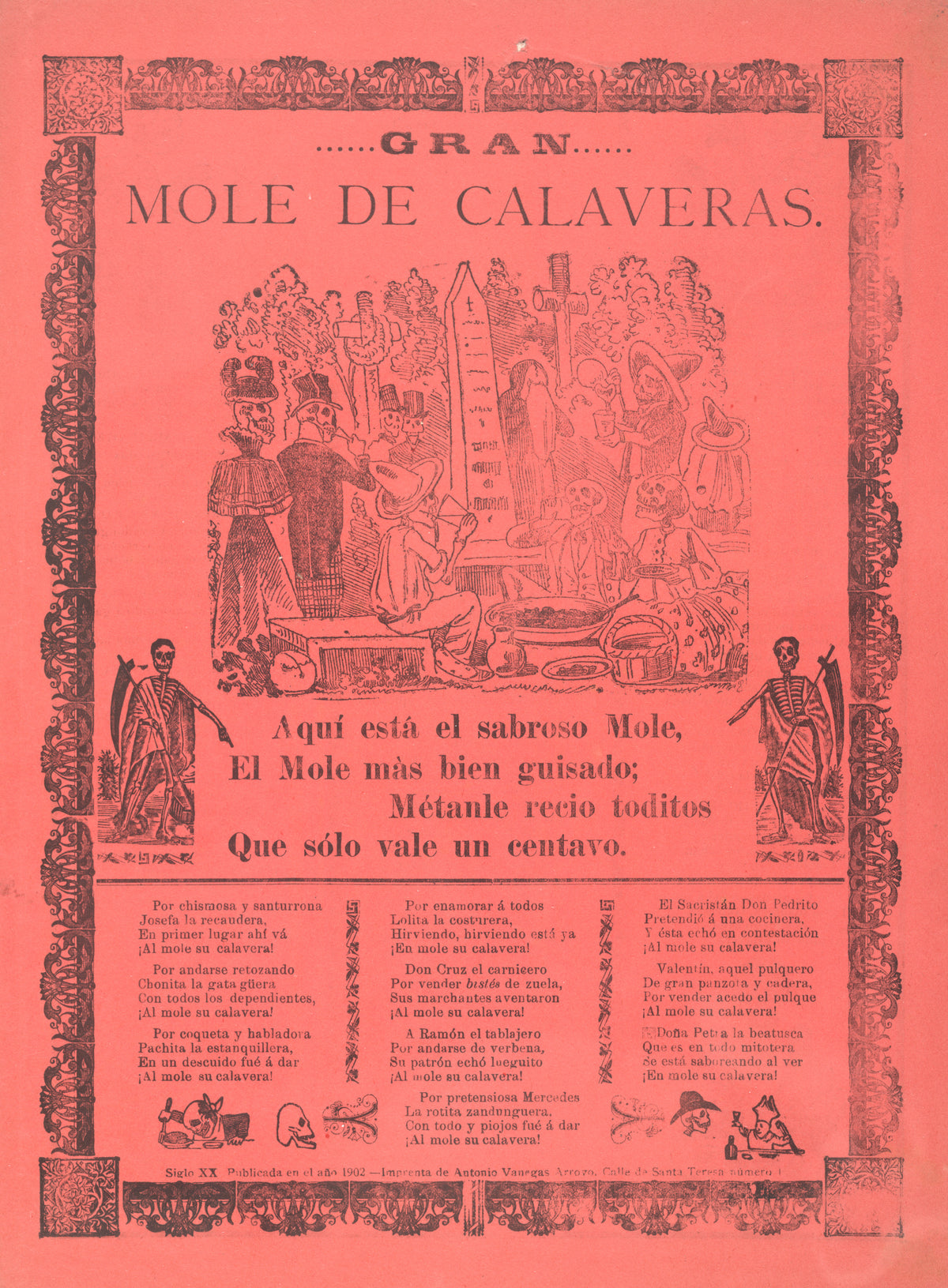 José Guadalupe Posada — Gran mole de calaveras | Relief Print