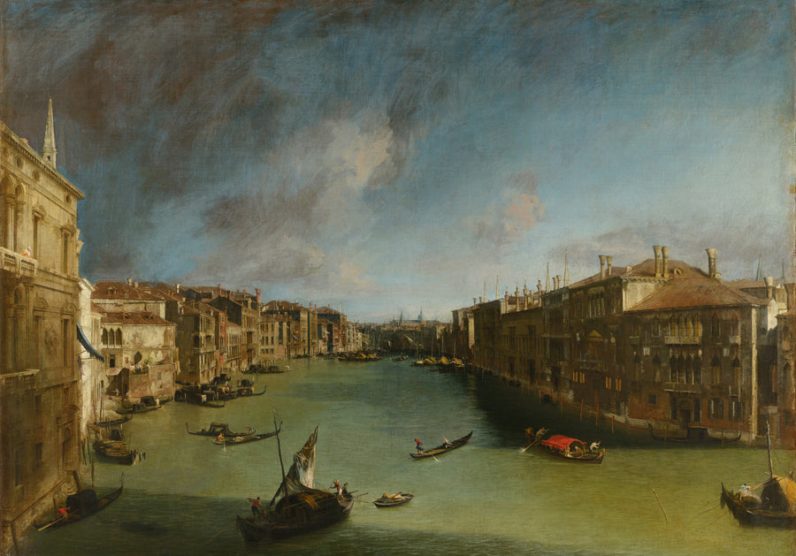 Canaletto — Grand Canal from Palazzo Balbi towards the Rialto | Fine Art Print shown to scale on a wall above a sofa