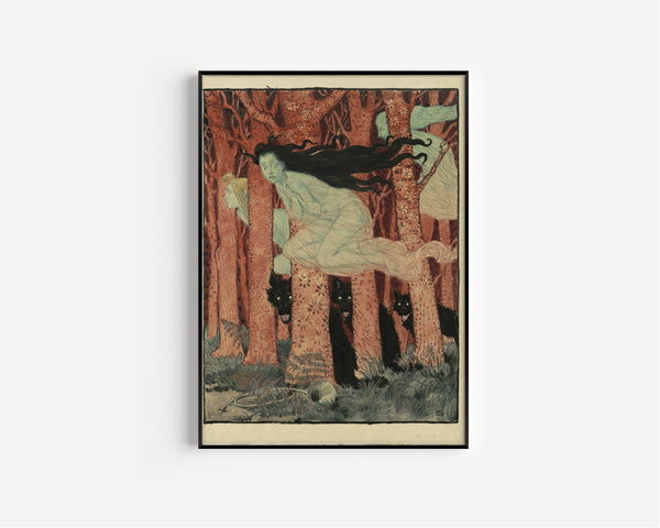 Eugène Grasset — Drei Frauen und drei Wölfe [Three Women and Three Wolves] | Art Nouveau Print