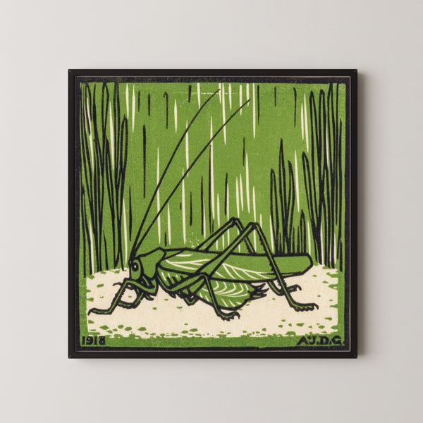 Julie de Graag — Grasshopper in Grass | Woodcut Print