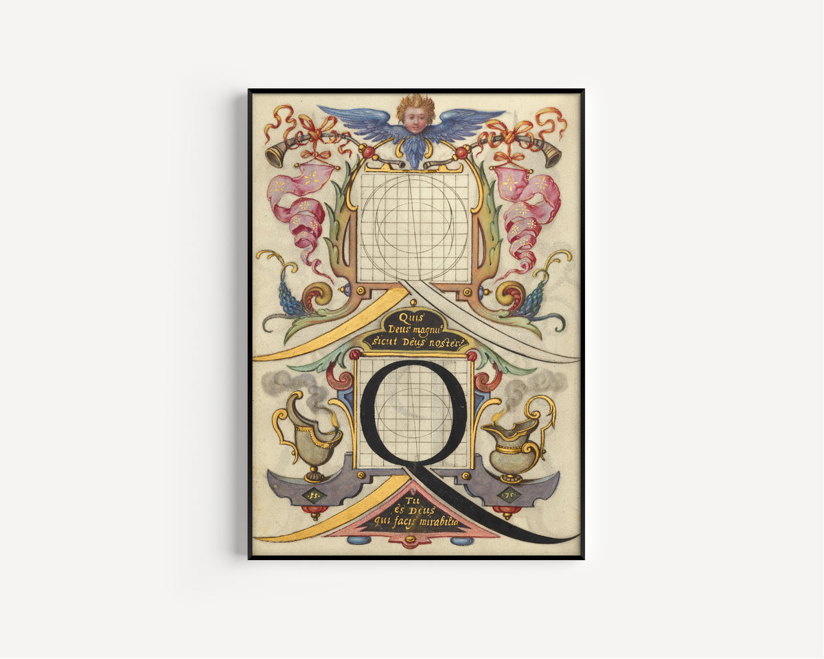 Joris Hoefnagel — Guide for Constructing the Letter Q | Illuminated Calligraphy Print