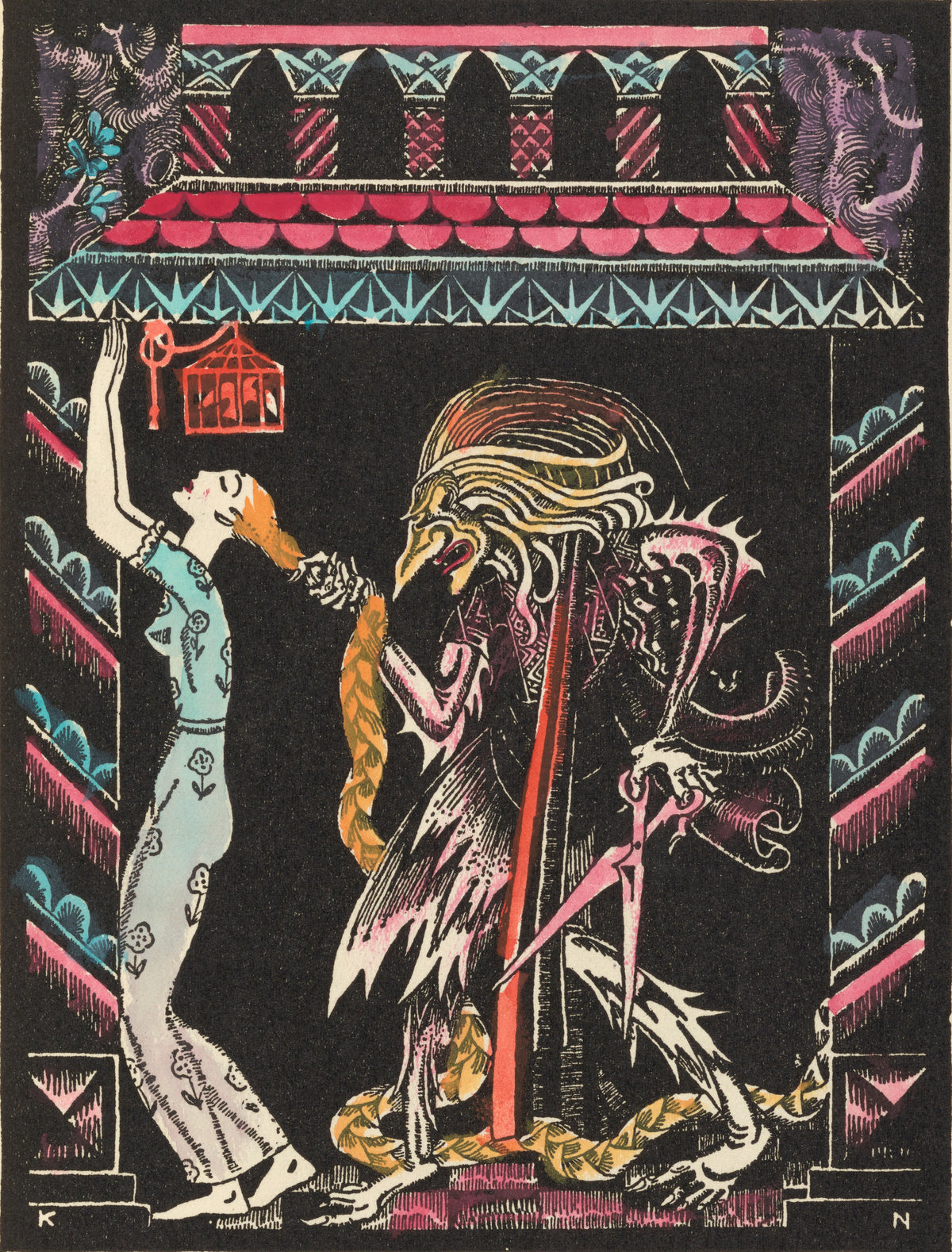 Kay Nielsen — Hansel and Gretel and Other Stories: Snip, Snap, She Cut Off Her Tresses | Fairy Tale Illustration Print