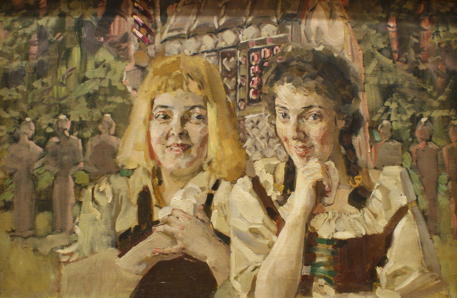 Mikhail Vrubel — Hansel and Gretel | Art Print shown to scale on a wall above a sofa