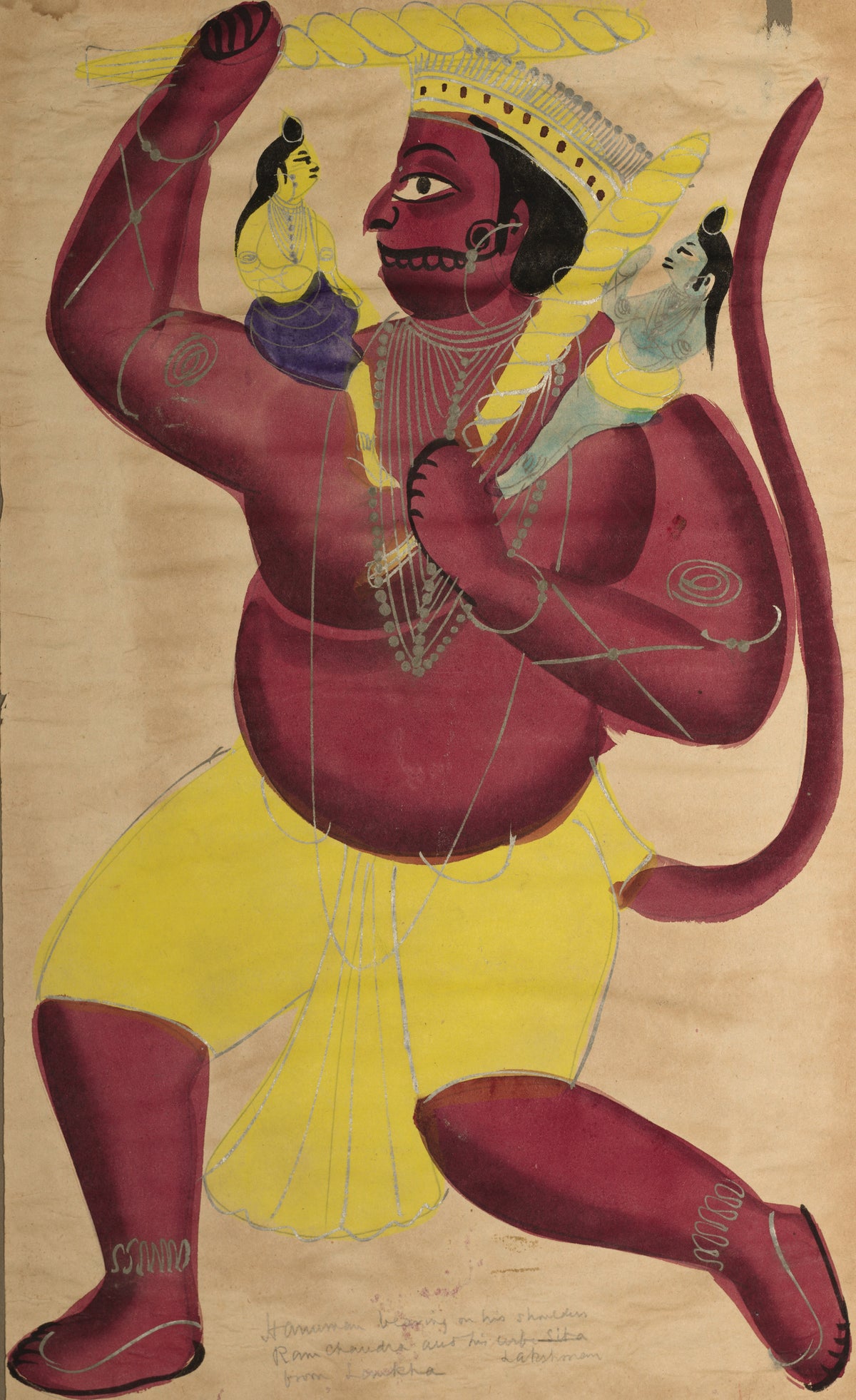 Kalighat painter — Hanuman | Kalighat Painting Print