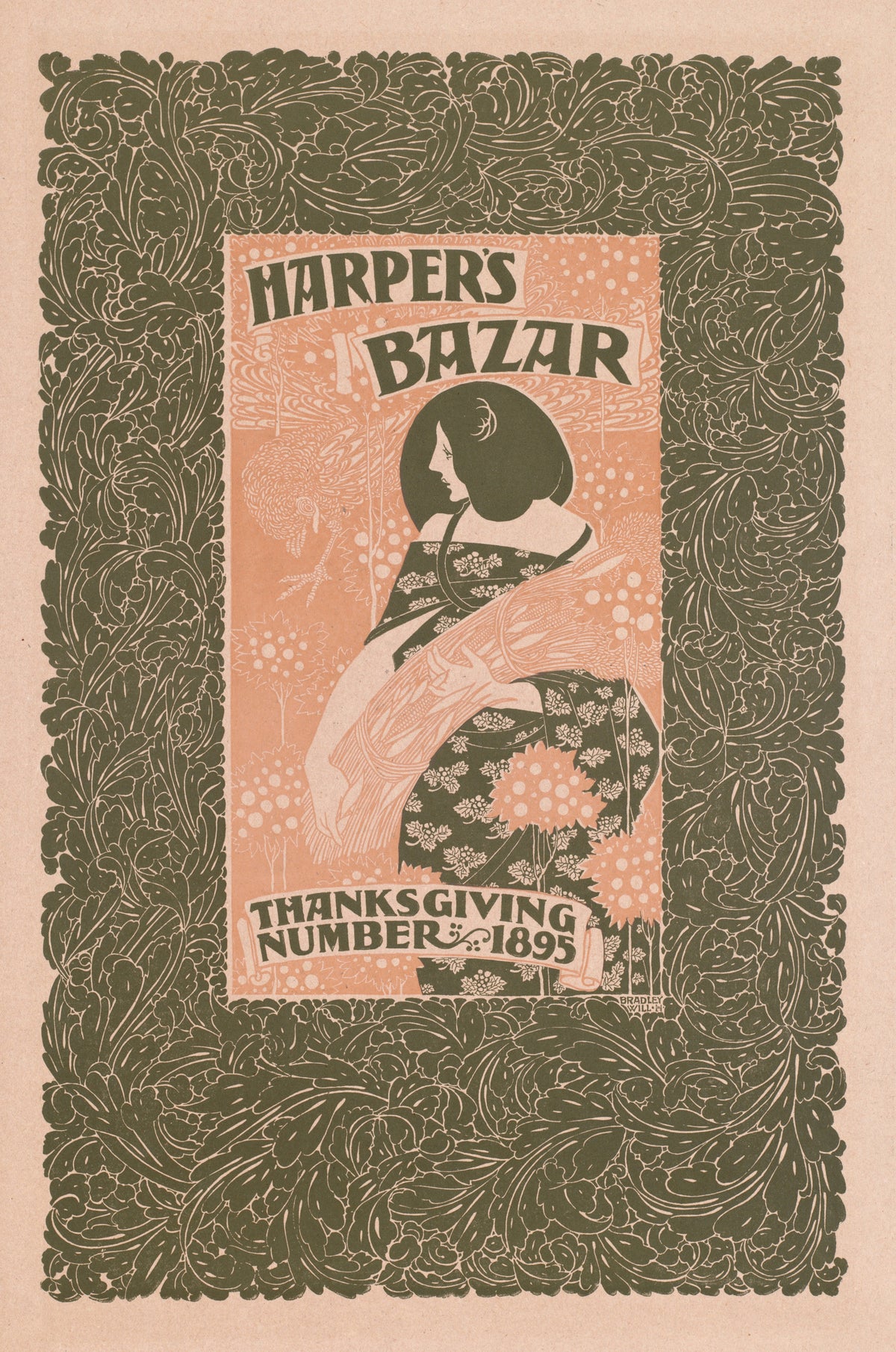 Will Bradley — Harper's Bazar, Thanksgiving Number, 1895 | Vintage Thanksgiving Print