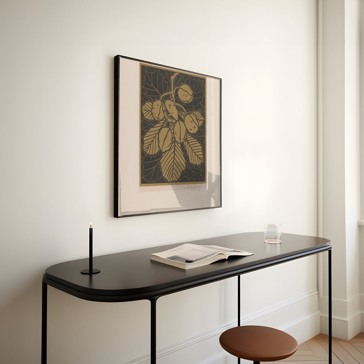 Julie de Graag — Hazelnuts and leaves | Woodcut Print
