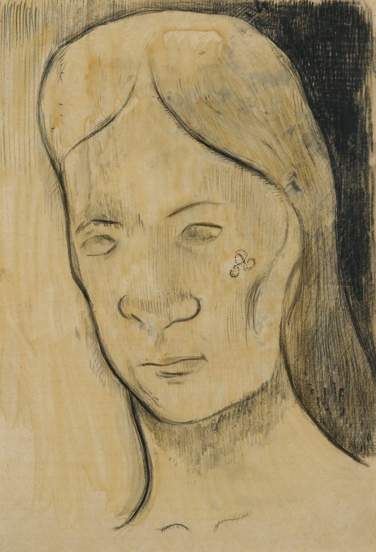 Paul Gauguin — Head of a Tahitian Woman (Charcoal and Wash) | Fine Art Print