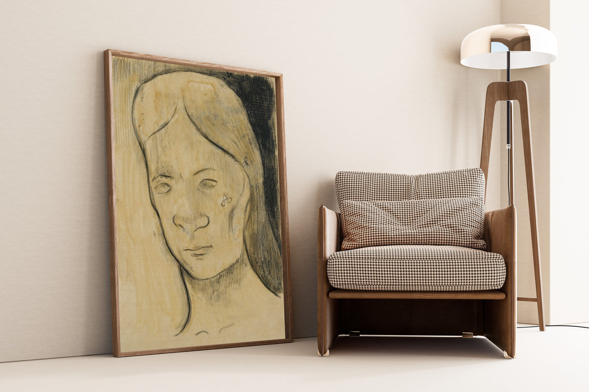 Paul Gauguin — Head of a Tahitian Woman (Charcoal and Wash) | Fine Art Print