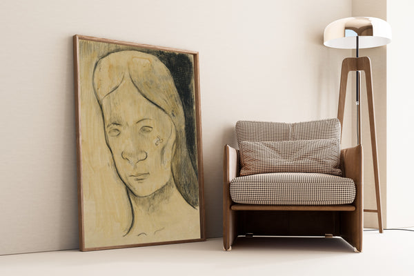 Paul Gauguin — Head of a Tahitian Woman (Charcoal and Wash) | Fine Art Print