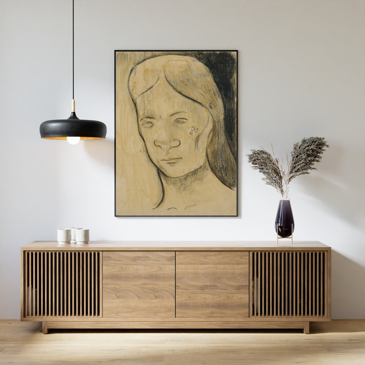 Paul Gauguin — Head of a Tahitian Woman (Charcoal and Wash) | Fine Art Print