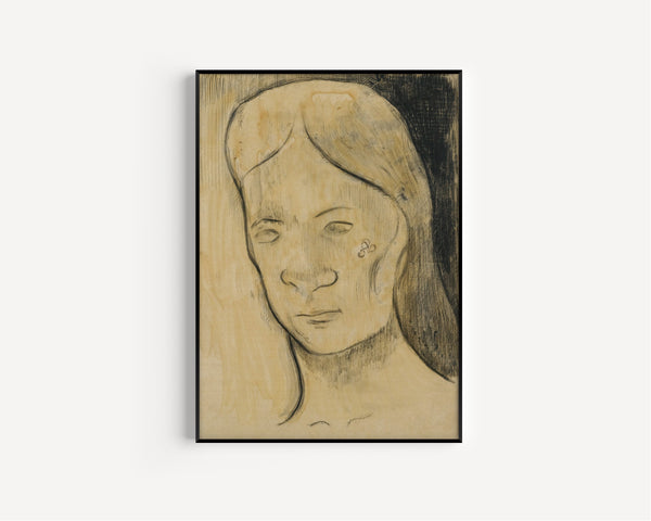 Paul Gauguin — Head of a Tahitian Woman (Charcoal and Wash) | Fine Art Print
