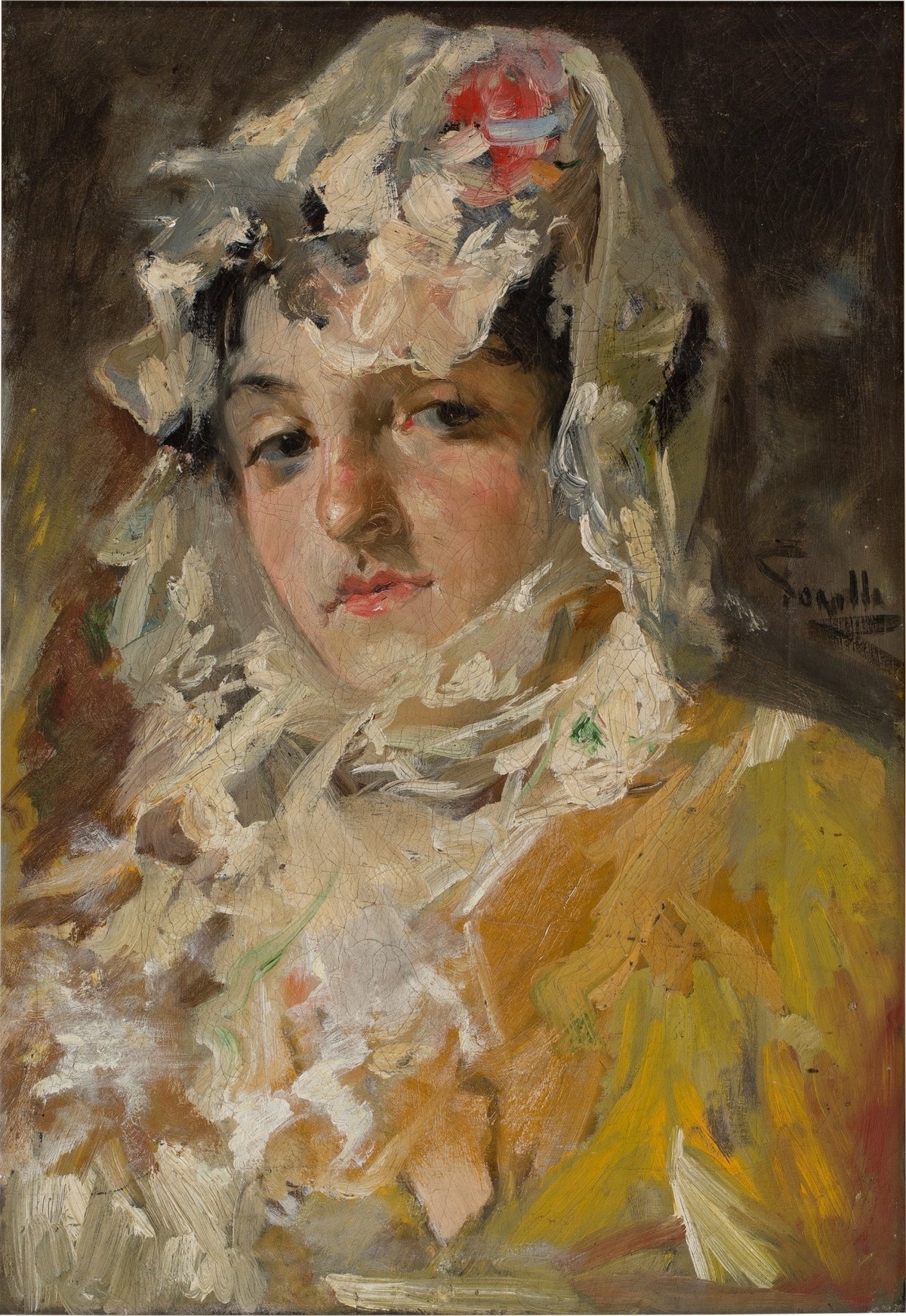 Joaquín Sorolla — Head of a Woman with a White Mantilla | Fine Art Print