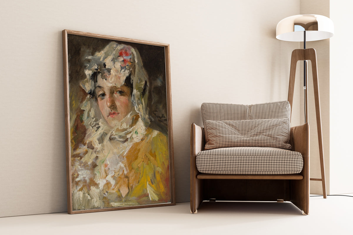 Joaquín Sorolla — Head of a Woman with a White Mantilla | Fine Art Print
