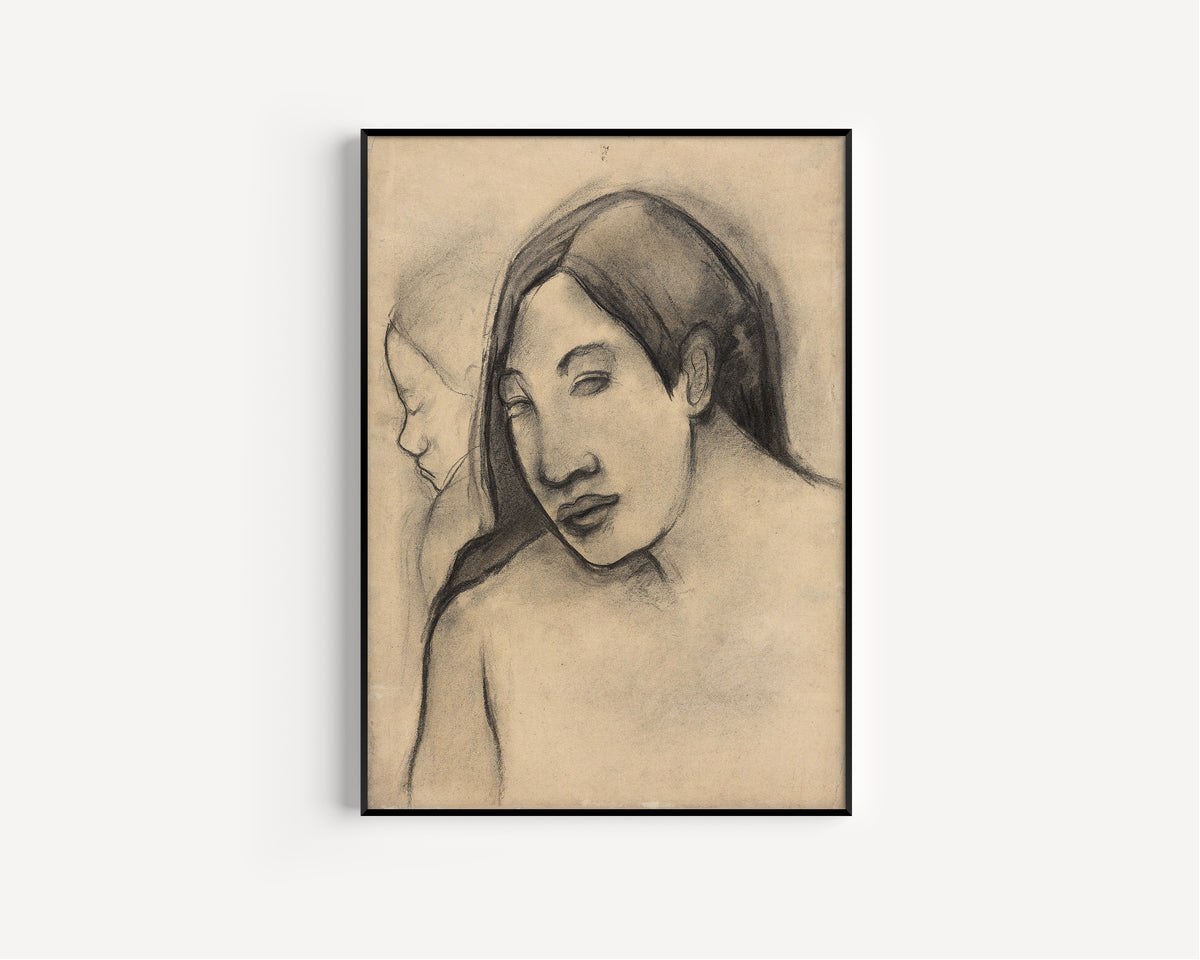 Paul Gauguin — Heads of Tahitian Women, Frontal and Profile Views | Fine Art Print