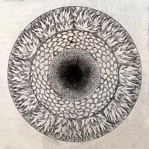Heavenly Layers by Robert Fludd — Concentric rings of pattern spiral toward a dark centre