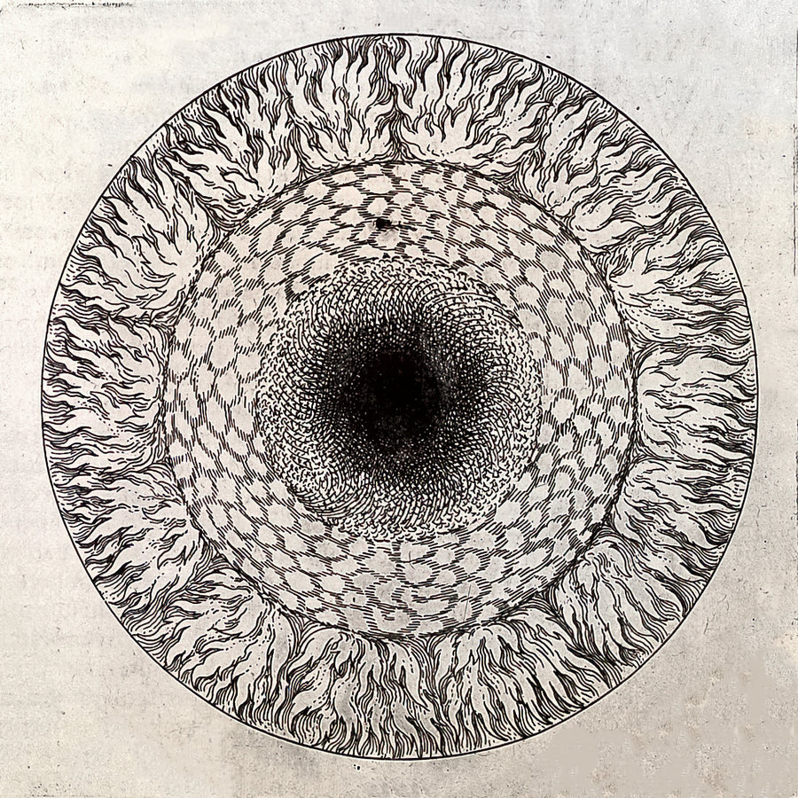 Robert Fludd — Heavenly Layers | Engraving Print shown to scale on a wall above a sofa