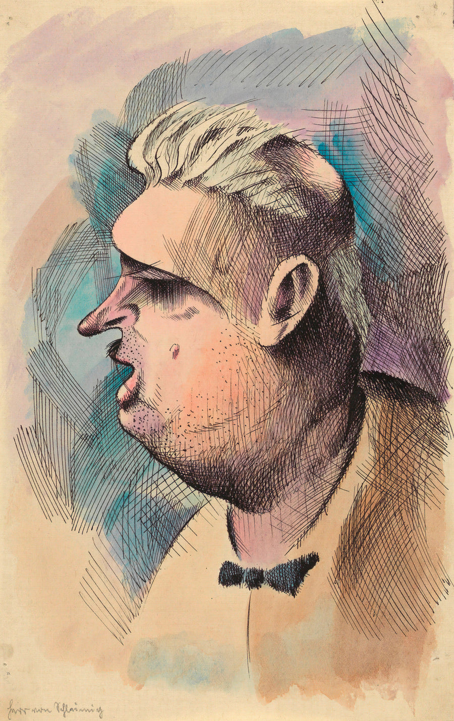 Karl Wiener — Herr von Schleimig (Mr von Slimy) | Modernist Art Print shown to scale on a wall above a sofa