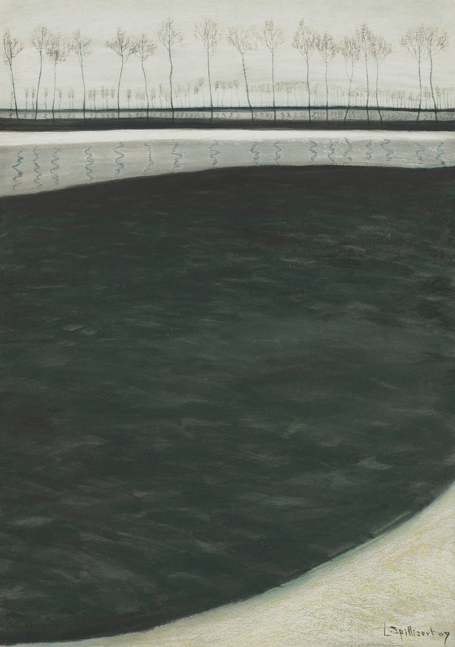 Léon Spilliaert — Het kanaal | Symbolist Art Print shown to scale on a wall above a sofa