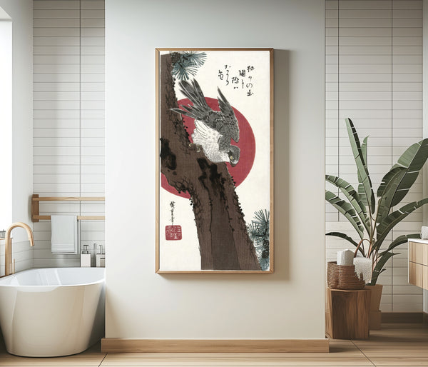 Utagawa Hiroshige — Hawk and Red Sun | Japanese Woodblock Print (Ukiyo-e)