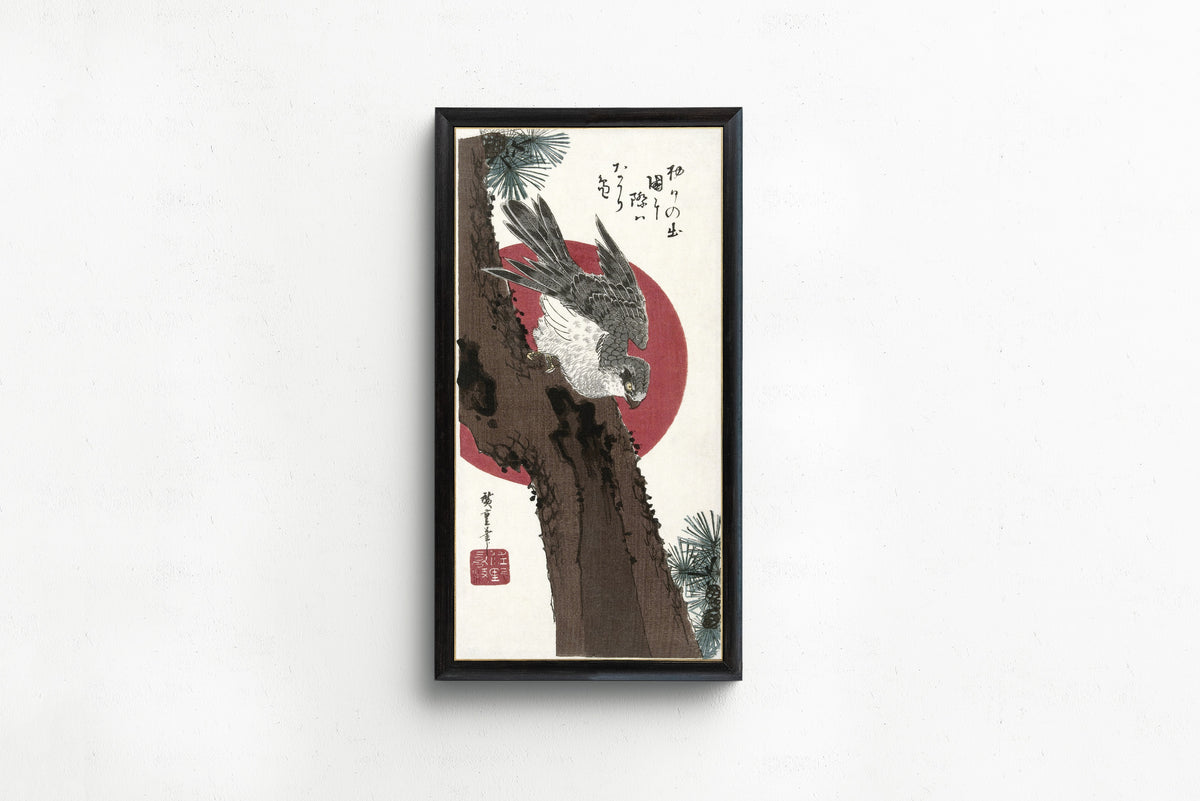 Utagawa Hiroshige — Hawk and Red Sun | Japanese Woodblock Print (Ukiyo-e)