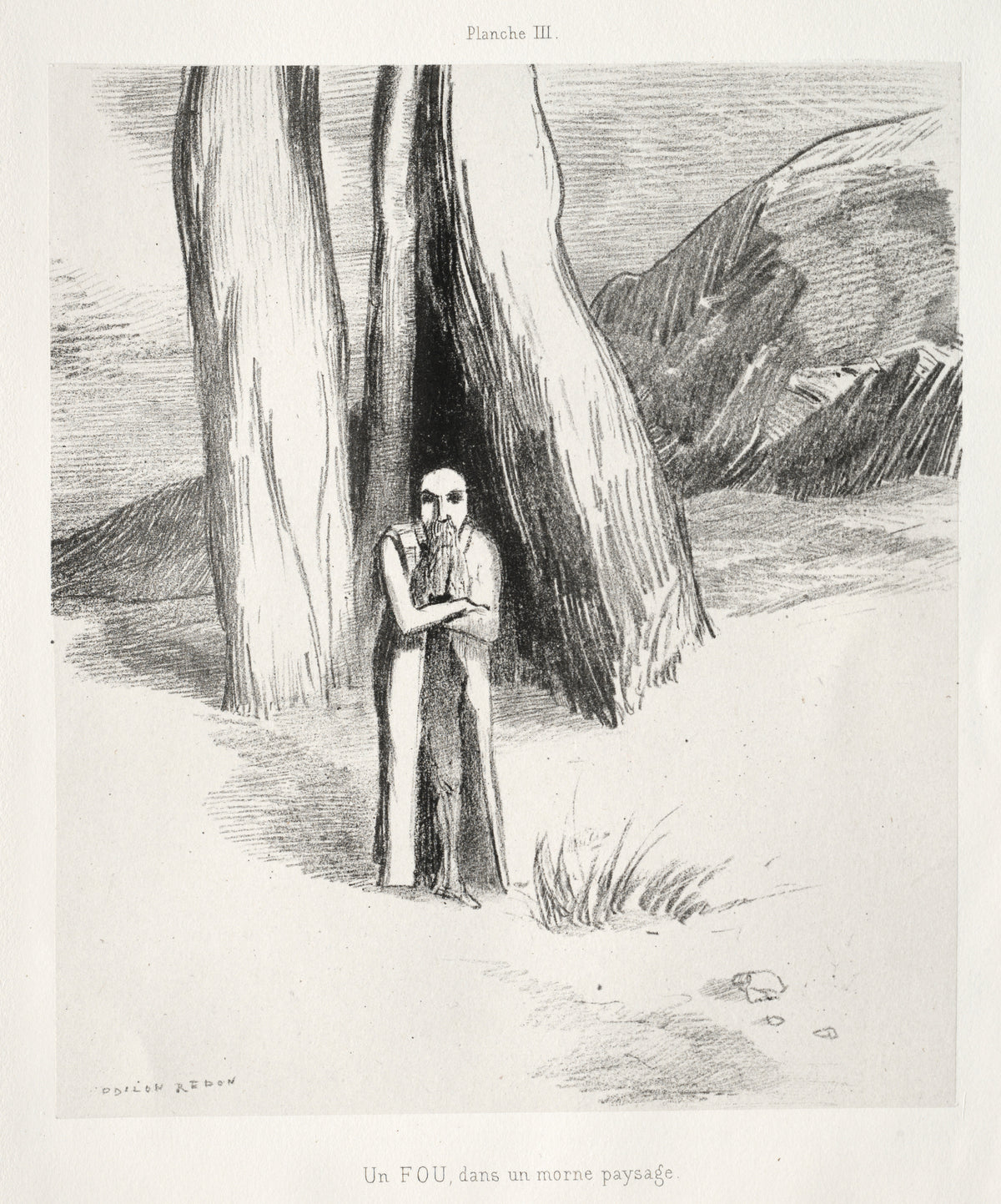 Odilon Redon — Homage to Goya: A Madman in a Dismal Landscape | Symbolist Art Print