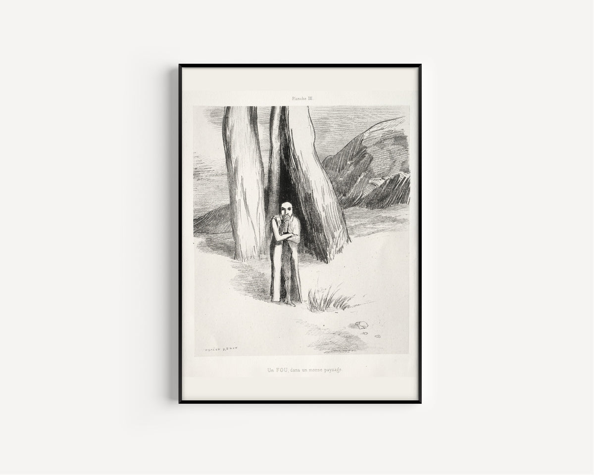 Odilon Redon — Homage to Goya: A Madman in a Dismal Landscape | Symbolist Art Print