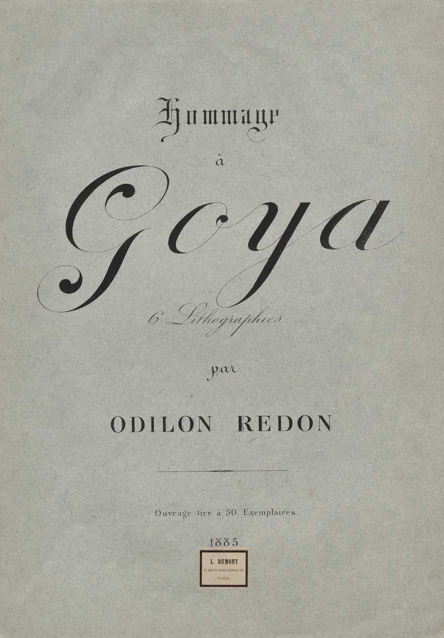 Odilon Redon — Homage to Goya: Cover | Symbolist Art Print shown to scale on a wall above a sofa