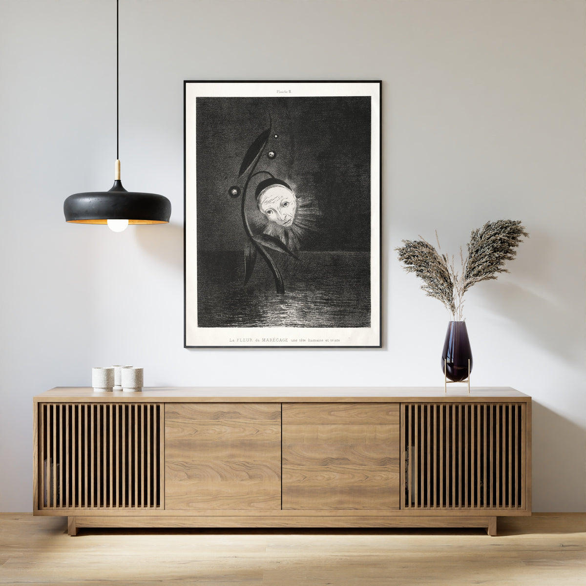 Odilon Redon — Homage to Goya: The Marsh Flower, a Sad Human Head | Symbolist Art Print