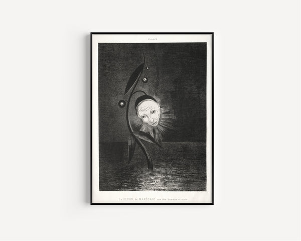 Odilon Redon — Homage to Goya: The Marsh Flower, a Sad Human Head | Symbolist Art Print