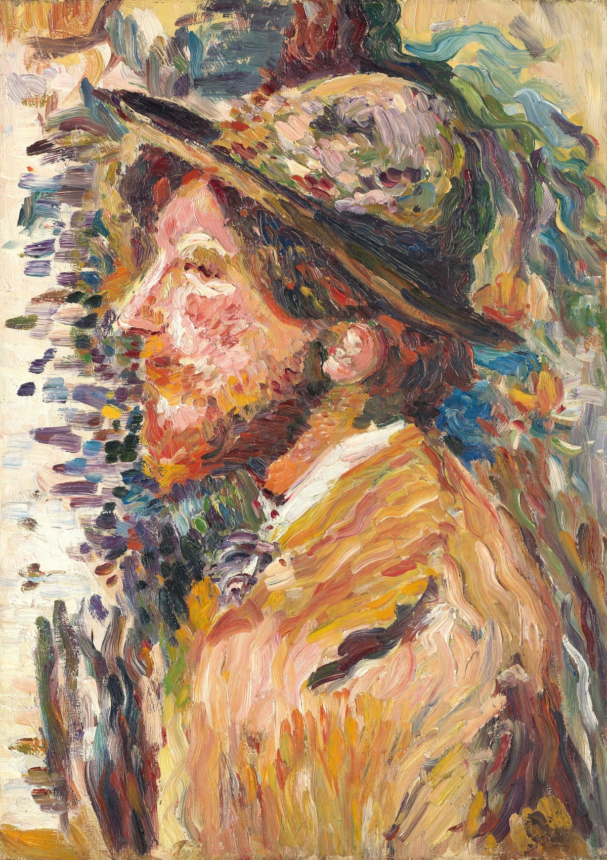 Henri Martin — Homme en buste de profil | Pointillist Portrait Print