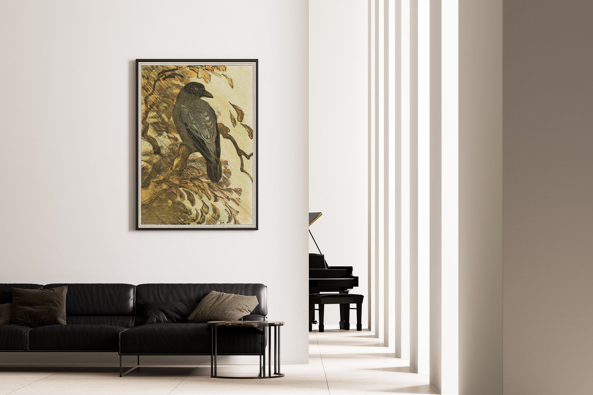Theo van Hoytema — Hooded Crow on a Branch | Art Nouveau Print