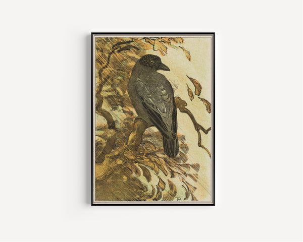 Theo van Hoytema — Hooded Crow on a Branch | Art Nouveau Print
