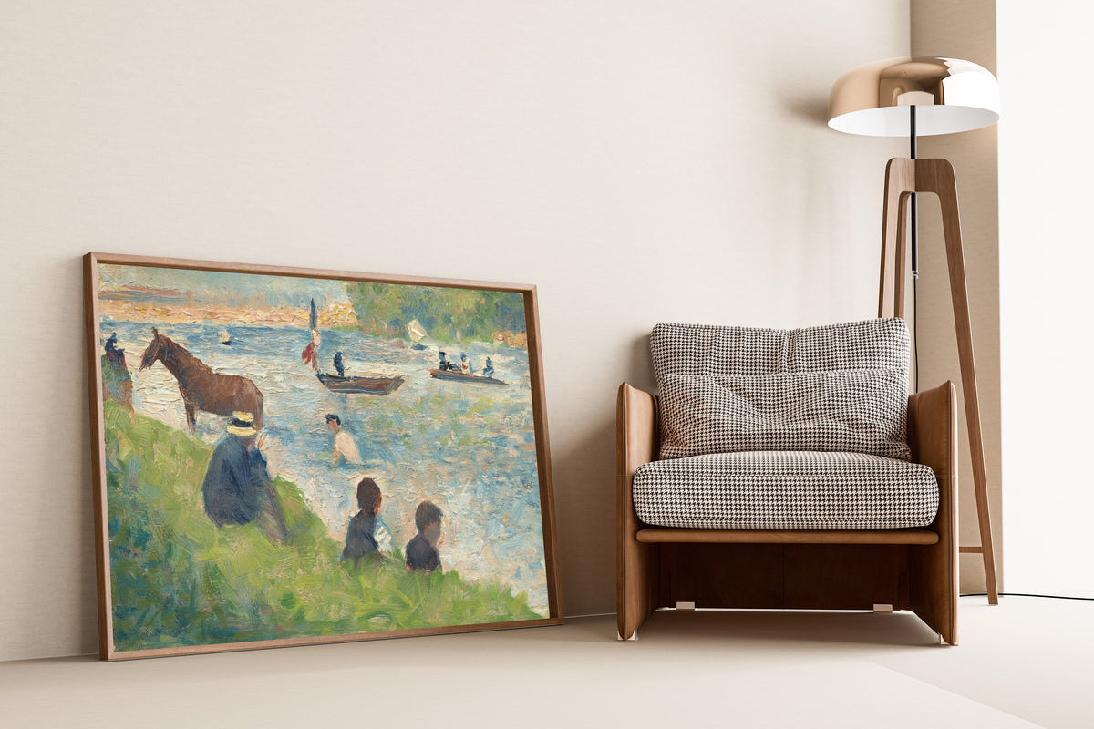 Georges Seurat — Horse and Boats (Study for "Bathers at Asnières") | Fine Art Print