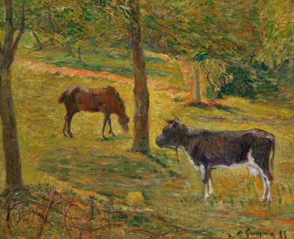 Paul Gauguin — Horse and Cow in a Meadow | Fine Art Print
