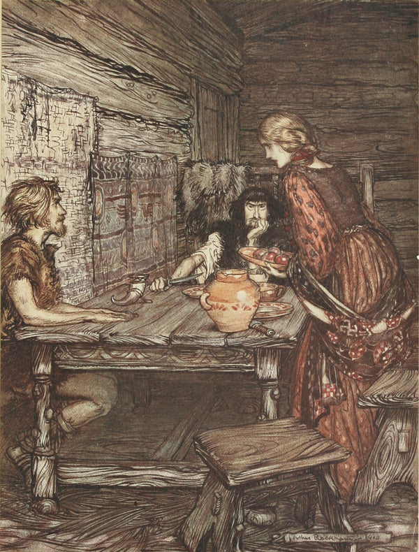 Arthur Rackham — Hunding Discovers the Likeness Between Siegmund and Sieglinde | Wagner Illustration Print