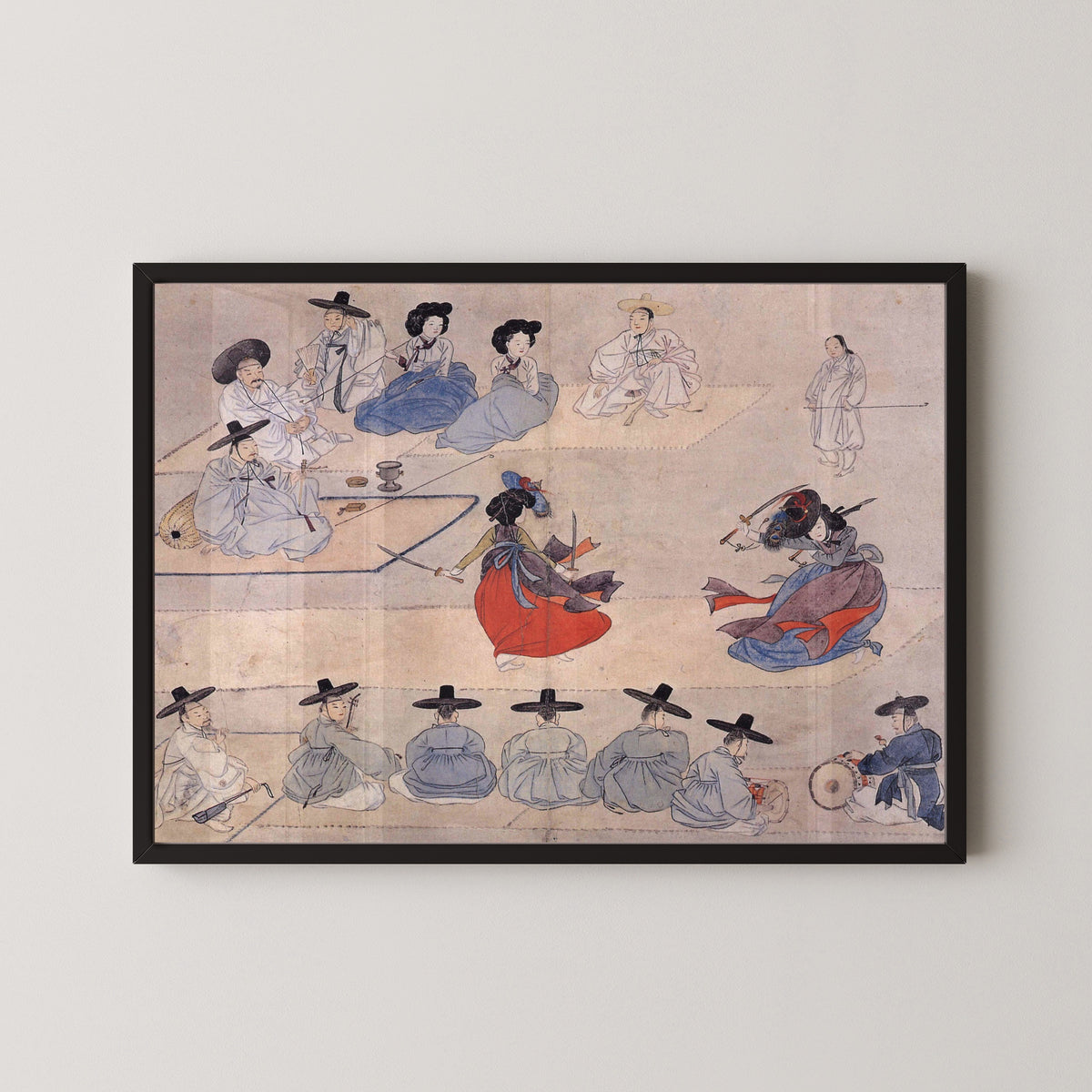 Sin Yun-bok (Hyewon) — Hyewon Genre Painting Album: Dancing Together with Two Swords | Korean Painting Art Print