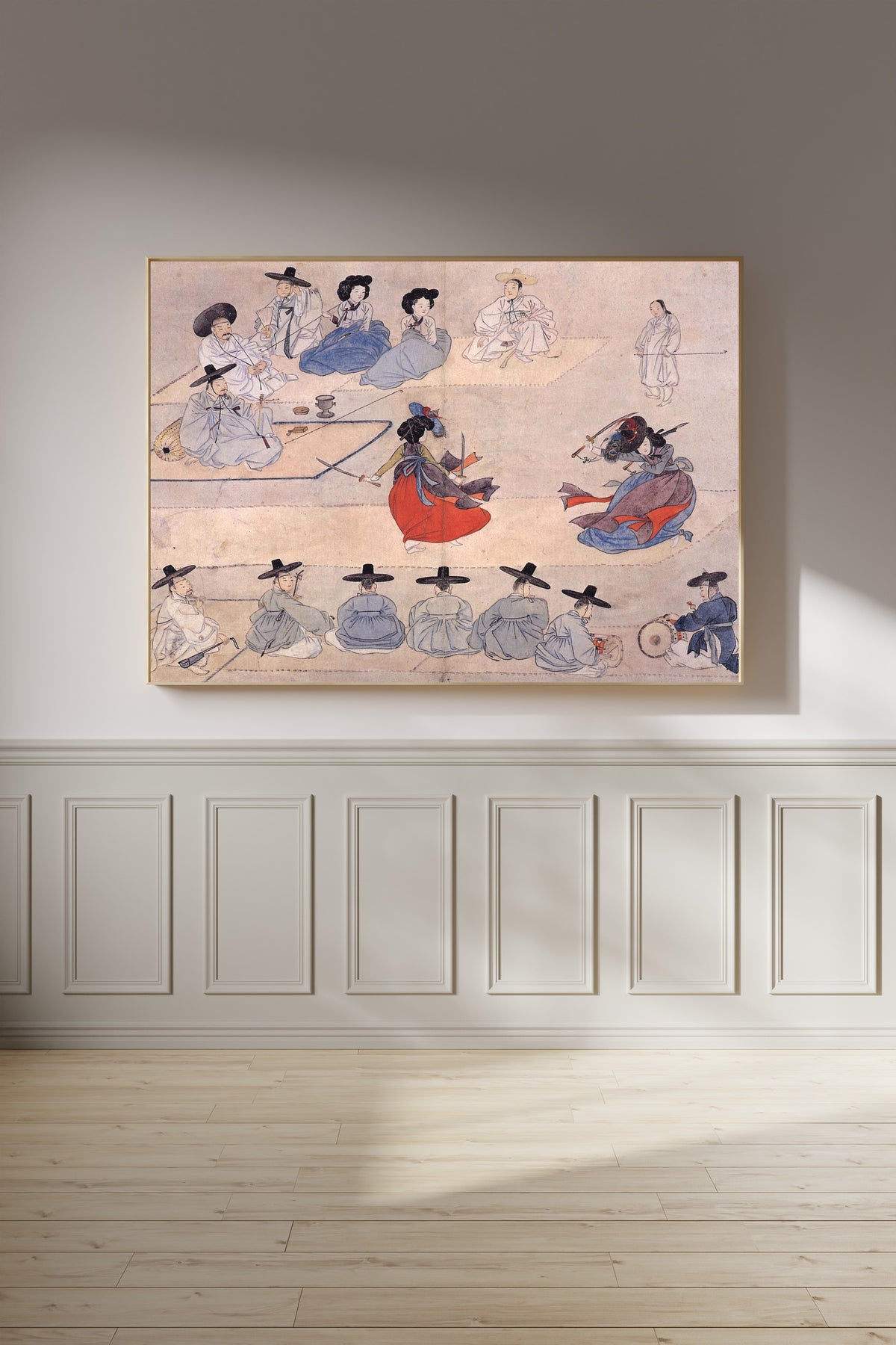 Sin Yun-bok (Hyewon) — Hyewon Genre Painting Album: Dancing Together with Two Swords | Korean Painting Art Print