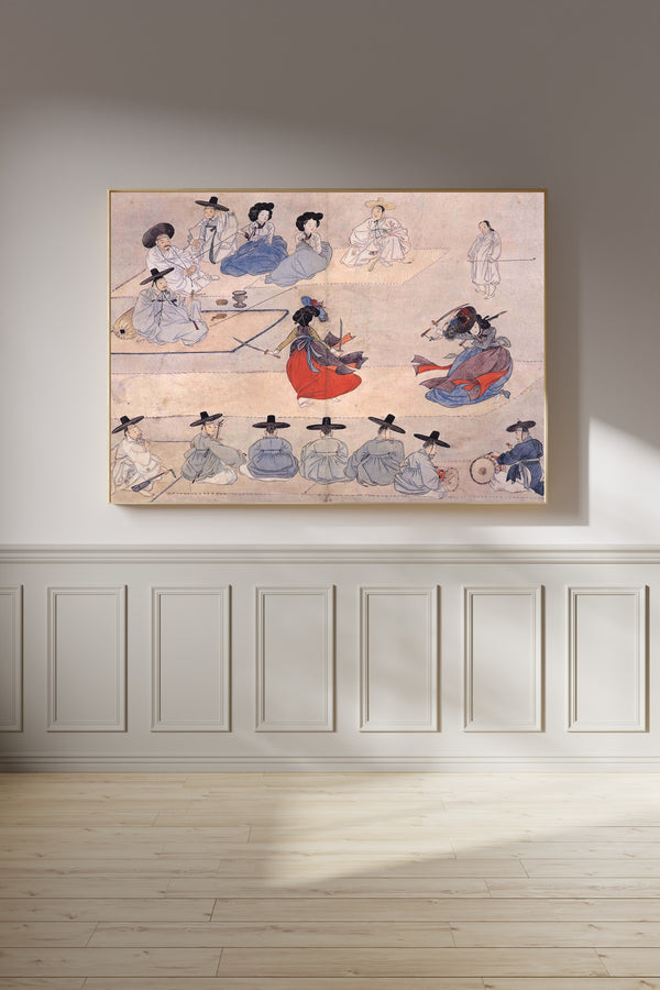 Sin Yun-bok (Hyewon) — Hyewon Genre Painting Album: Dancing Together with Two Swords | Korean Painting Art Print