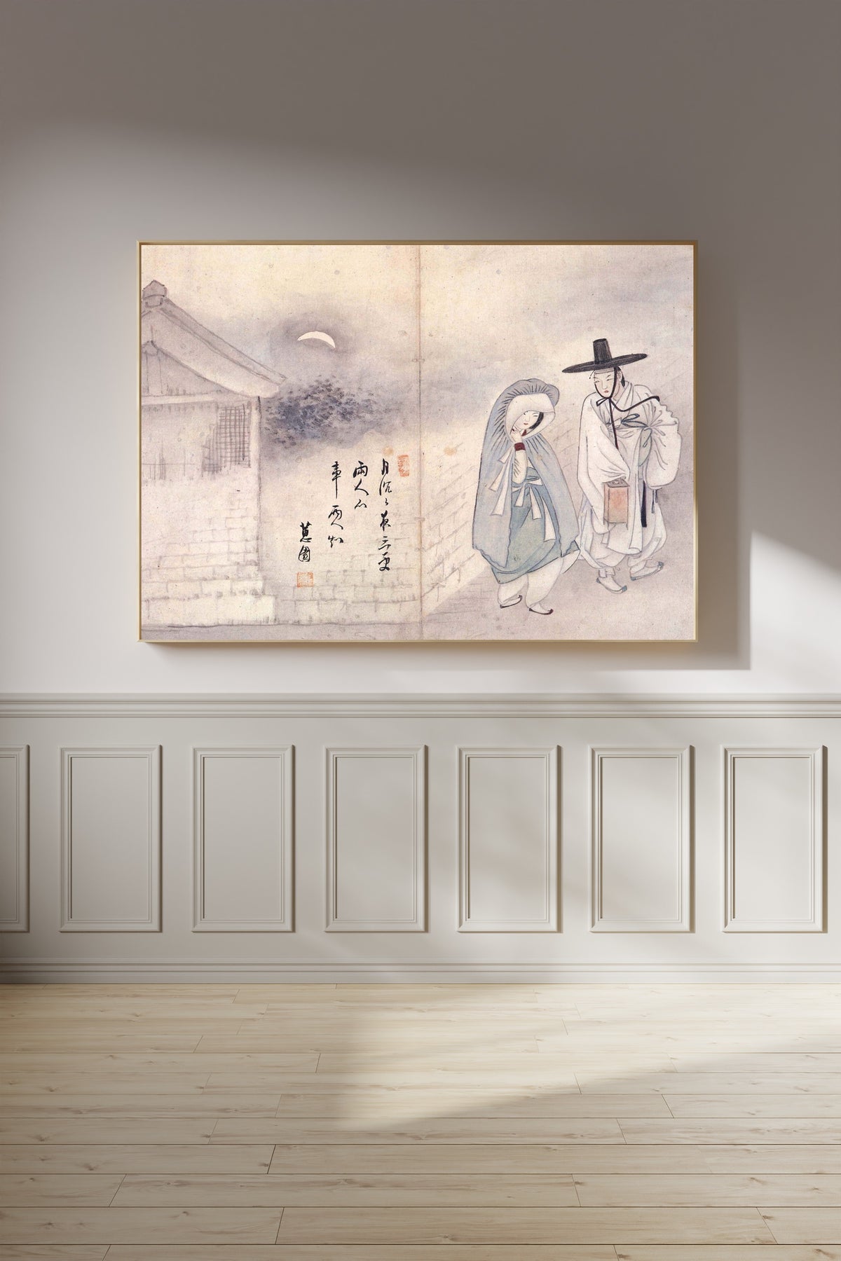 Sin Yun-bok (Hyewon) — Hyewon Genre Painting Album: Lovers under the Moon | Korean Painting Art Print