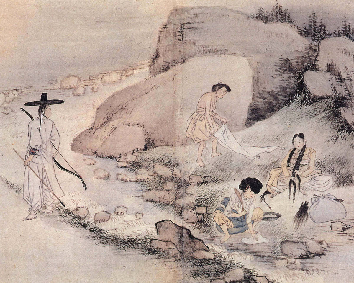 Sin Yun-bok (Hyewon) — Hyewon Pungsokdo: A Story of a Street by a Stream | Korean Painting Art Print