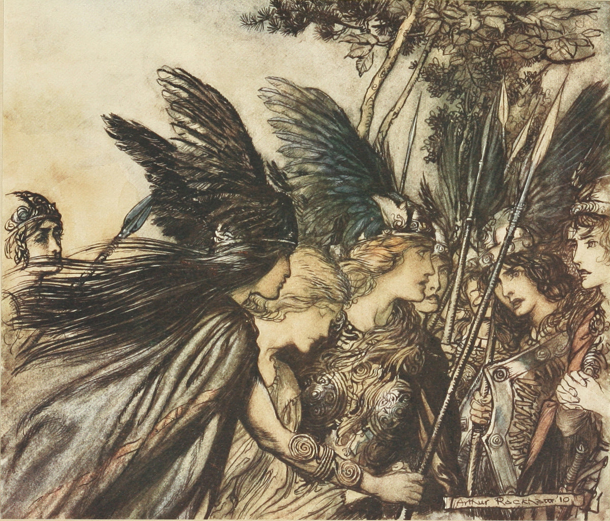 Arthur Rackham — I Flee for the First Time and Am Pursued | Wagner Illustration Print