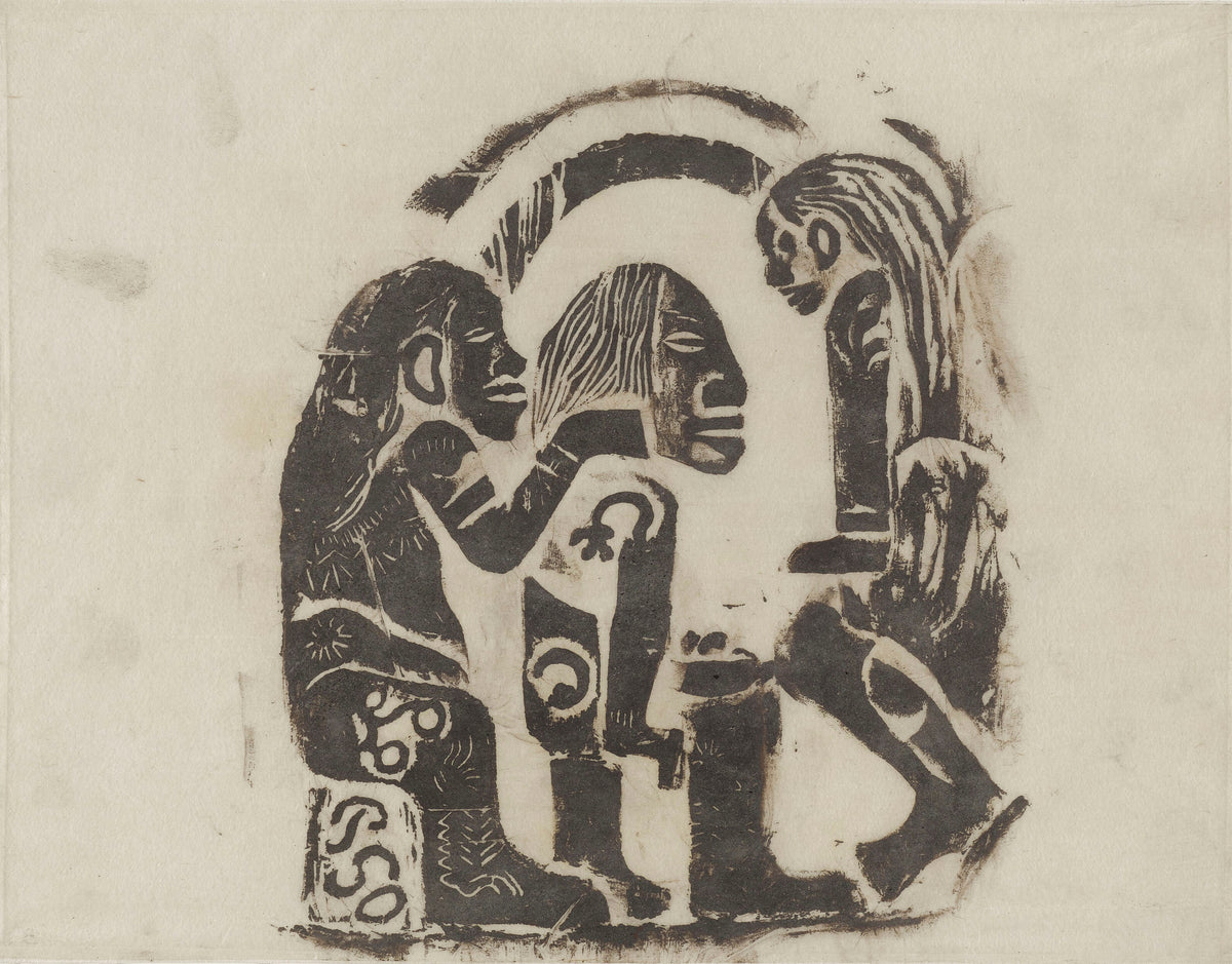 Paul Gauguin — Idol with a Pearl: Scene with Three Figures | Woodcut Print
